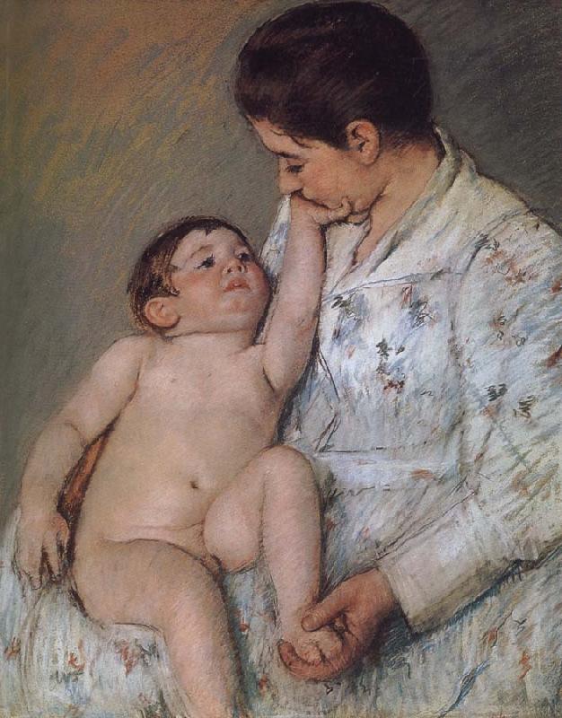 Mary Cassatt Baby-s touching oil painting image